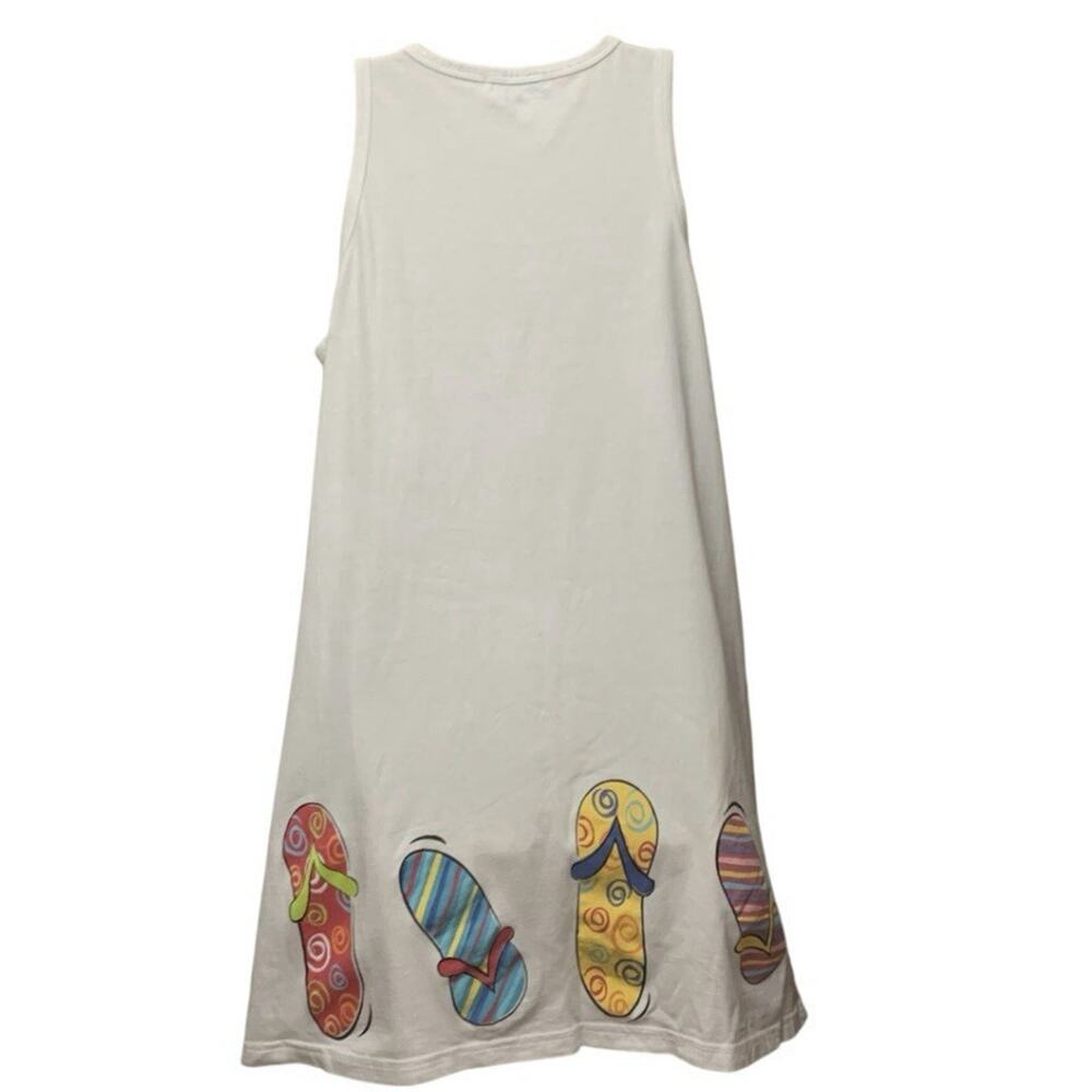 Flip Flop Print Tank Dress Women’s L White Retro Novelty Beach Summer - Picture 2 of 10